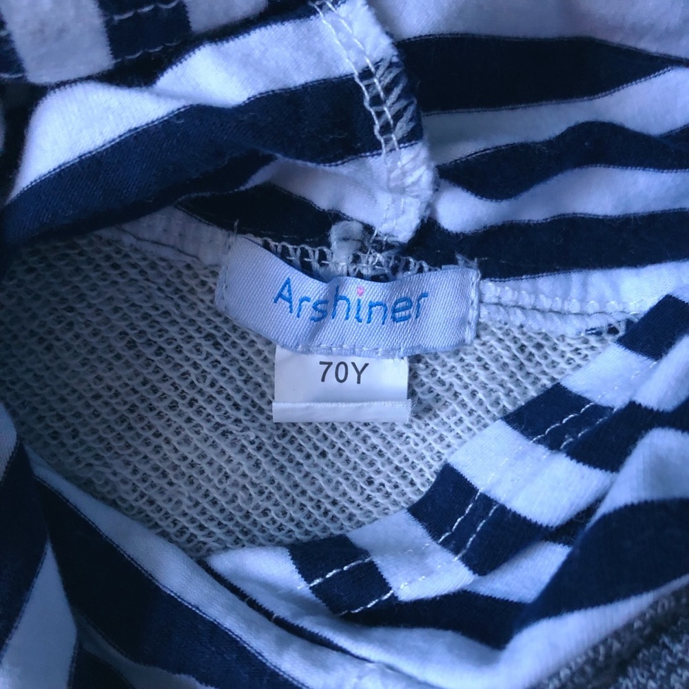 Grey Sweatshirt with Striped Hood - Picture 4 of 5